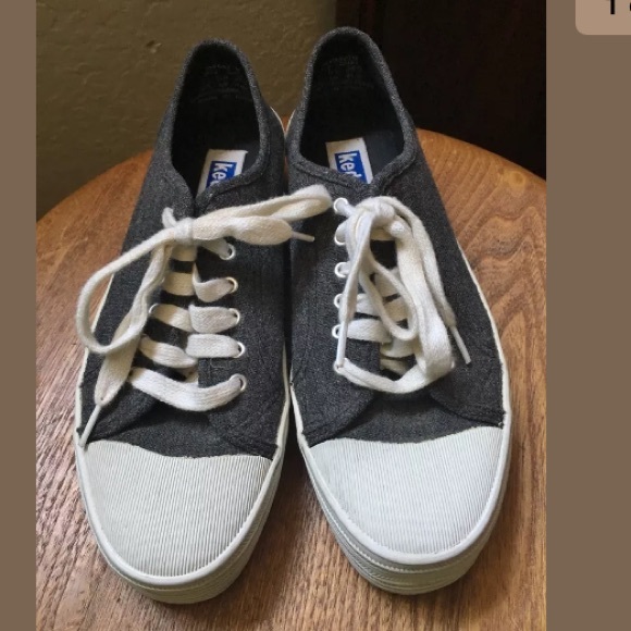 KEDS Gray Canvas Double Platform Shell Toe Tennis - Picture 1 of 8